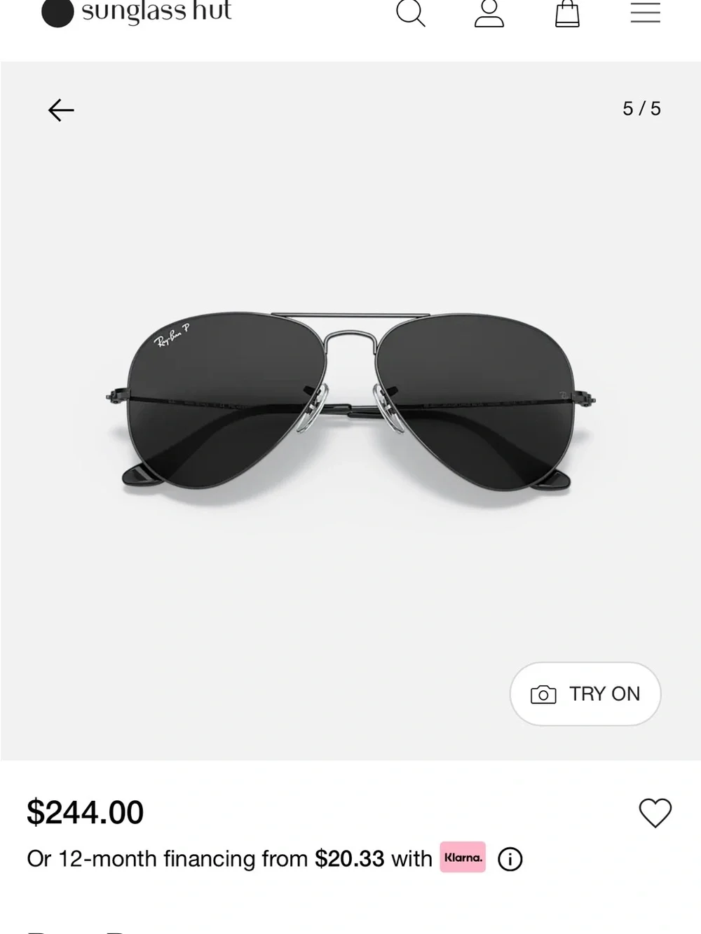 Ray-Ban Black Aviator Sunglasses with Case